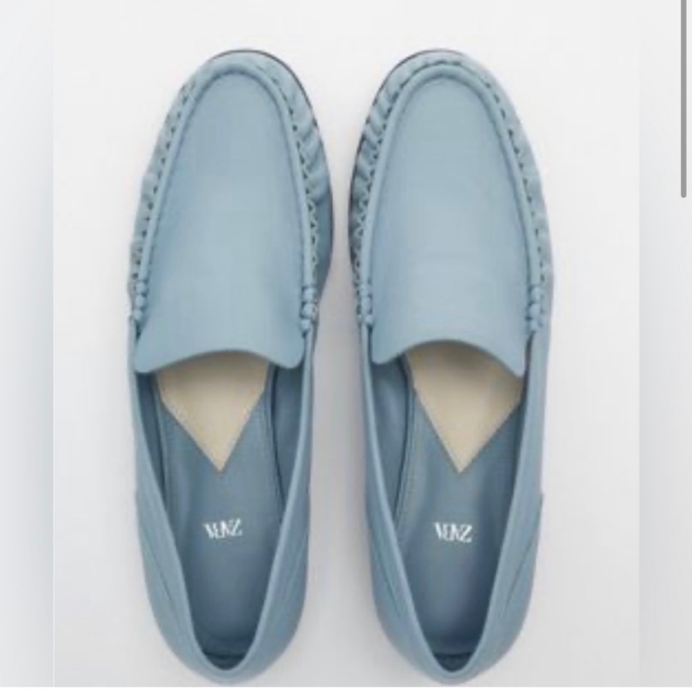 Zara blue leather loafers. NBW! Size 7.5